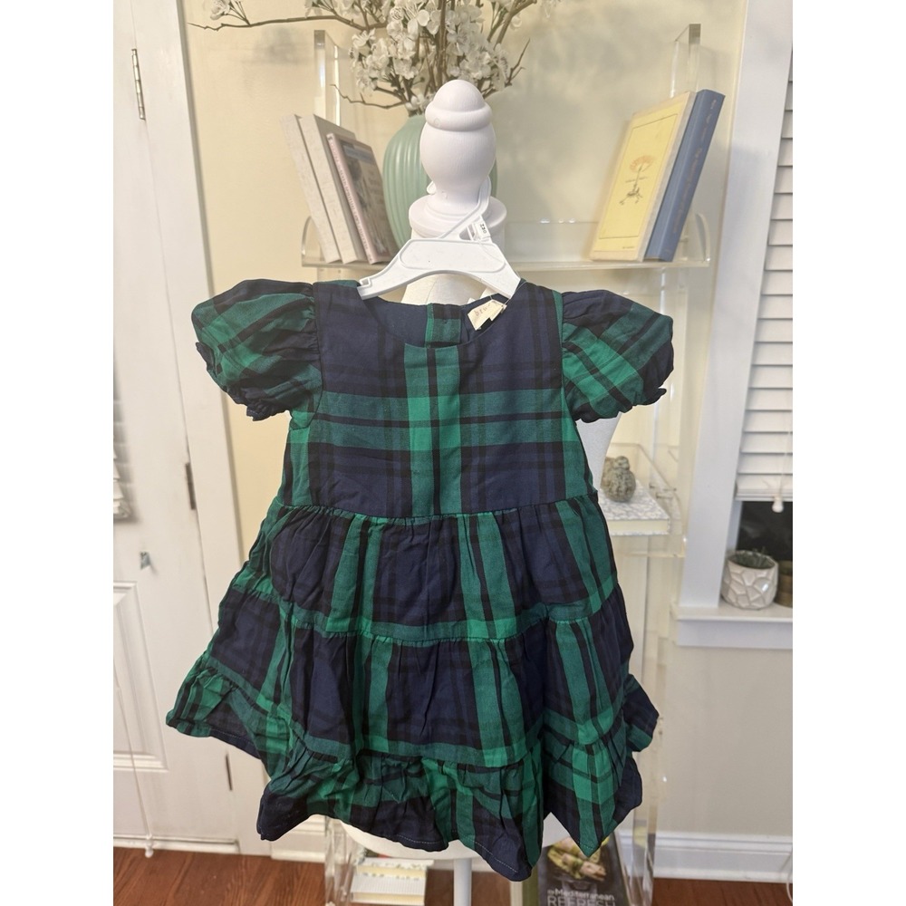 Btween Toddler Girl Plaid Poplin Tiered Dress Tights Headband 24 Months 2 Years